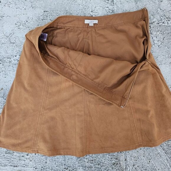 Loft Women Skirt Brown Faux Suede Type Fabric Knee Length Flippy Skirt Size 10 - Picture 4 of 10